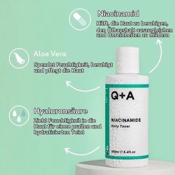 Q+A Denná pleťová voda s niacínamidom 100 ml, Čistiaca pleťová voda