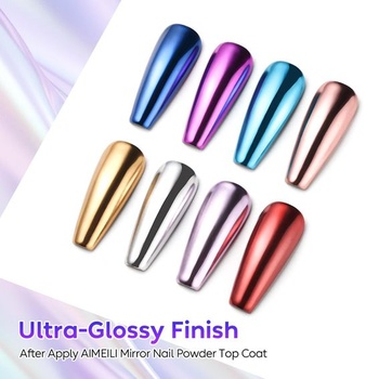 AIMEILI Chrómovaný vrchný lak, 10ml Chrómovaný zrkadlový vrchný lak UV LED Soak-off gél metalický