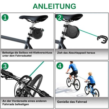 Ťažné lano pre detský bicykel, 2,6 m, nosnosť 225 kg / 500 lbs