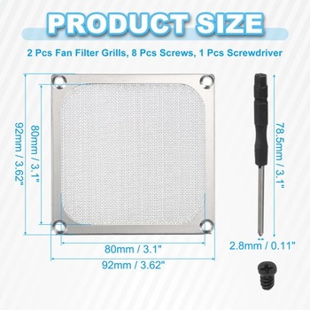 PATIKIL 92mm kryty ventilátorů s prachovým filtrem, 2 kusy, ultrajemná hliníková síťovina, ochrana