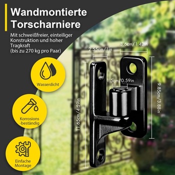 2 páry pántov bránky z nerezovej ocele 304, nástenné pánty pre dvorné brány, robustné pánty bránky