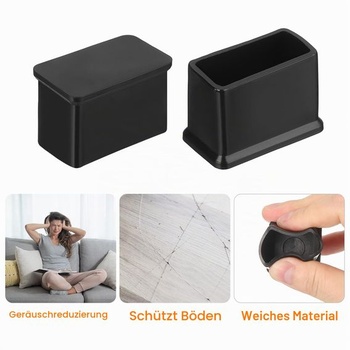 QUARKZMAN 16 kusov PVC štvorcových krytiek nôh stoličky 30 mm x 15 mm vonkajší priemer čiernej