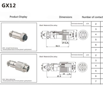 3,28 stopy letecký kábel GX12 s 3pinovou zástrčkou a samicou hlavicou, elektrický kábel GX12 s