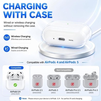 Kompatibilné s puzdrami na AirPods 5/4, puzdrami na AirPods 5/4, puzdrami na AirPods 4 A - Biele - 5
