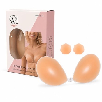 Silikónová adhezívna podprsenka QM pre ženy, push-up, bez ramienok, s voľným chrbtovým výstrihom, 2