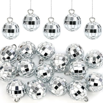 15 mini dekorácií disco guľou, malé disco guľa s priemerom 2 cm, dekoratívne zrkadlové gule,