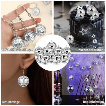15 mini dekorácií disco guľou, malé disco guľa s priemerom 2 cm, dekoratívne zrkadlové gule,