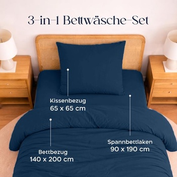 Trojdielna sada posteľnej bielizne Twinzen/ modrá