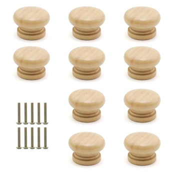 10 úchytek na skříňky, barva dřeva, průměr 33 mm, úchytka…