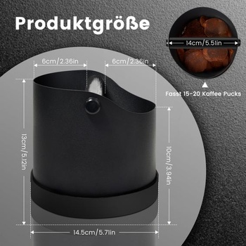 NOTSEK Knock Box pre kávovary s portafiltrom, nerezová nádoba na kávu s objemom 1,2 l, nádoba na