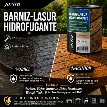 JOVIRA PINTURAS Vodeodolné moridlá na drevo, saténový povrch, na vodnej báze, chránia, zdobia a