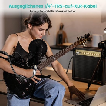 Symetrický kábel EMK 6,35 mm na XLR Kábel XLR na 6,35 mm TRS jack - 1,5 m 1,5 metra