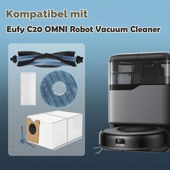 VŠETKY PRÍSLUŠENSTVO C20 PRE VYSÁVAČ Eufy Omni C20, 1 hlavná kefa, 4 mopovacie utierky, 4 bočné