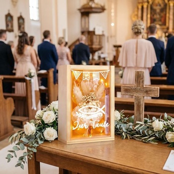 Darčeky ku krstu pre dievčatká a chlapcov, darčeky ku krstu vo forme peňazí vrátane sušených kvetov, drevená