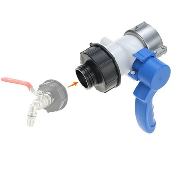 Adaptér QWORK® IBC konektora, S100x8 na S60x6, čierne príslušenstvo pre konektor IBC nádrže