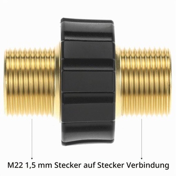 Rýchlospojka QWORK® M22 x 1,5, adaptér s dvojitou niplou pre vysokotlakovú umývačku, vhodný pre rady