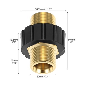 Rýchlospojka QWORK® M22 x 1,5, adaptér s dvojitou niplou pre vysokotlakovú umývačku, vhodný pre rady