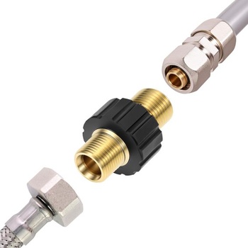 Rýchlospojka QWORK® M22 x 1,5, adaptér s dvojitou niplou pre vysokotlakovú umývačku, vhodný pre rady