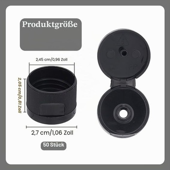 AHANDMAKER 50dielne uzávery na fľaše s odklápacím viečkom, čierne skrutkovacie uzávery, priemer 2,45 cm,