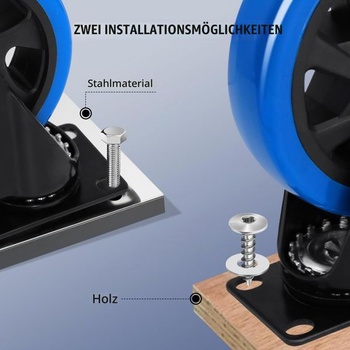 Odolné ploché kolieska 125 mm so 4 dvojitými brzdami, nosnosť 1000 kg, otočné kolieska o 360°, gumové