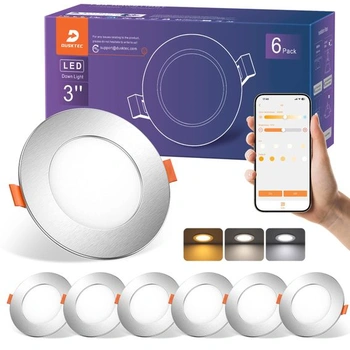 DUSKTEC Sada 6 LED bodových svetiel, 230 V, niklová…