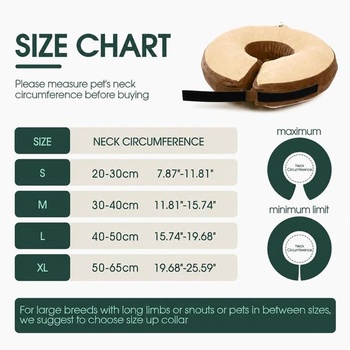 Nafukovacia krčná ortéza Kuoser pre psov, ochrana proti olizovaniu rán, hnedá M (obvod krku: 30-40 cm)