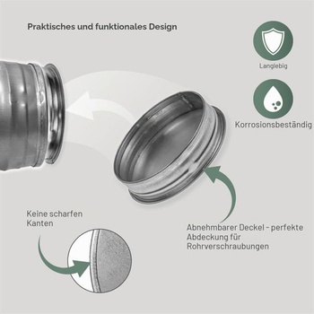 Kryt vetracieho potrubia z okrúhleho pozinkovaného oceľového plechu 125 mm - Kryt potrubia - Veko/kryt