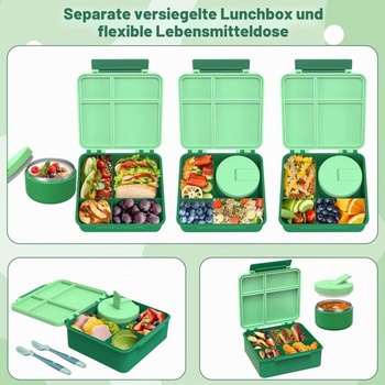 Detský obedový box Itslife so 4 priehradkami, sada s 300ml izolovanou nádobou na potraviny,