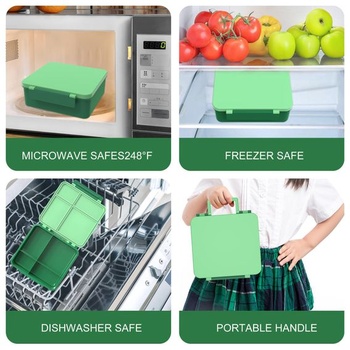 Detský obedový box Itslife so 4 priehradkami, sada s 300ml izolovanou nádobou na potraviny,