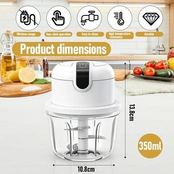 Elektrický mini sekáčik na cibuľu, 350 ml, dobíjací cez USB, bezdrôtový, malý sekáčik na cibuľu,