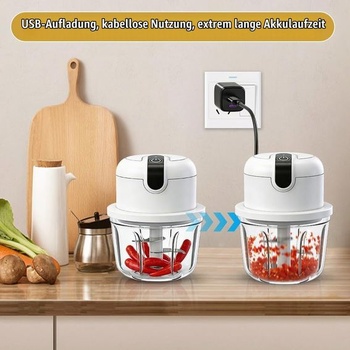 Elektrický mini sekáčik na cibuľu, 350 ml, dobíjací cez USB, bezdrôtový, malý sekáčik na cibuľu,