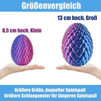 Joycabin 3D tlačený had s 13cm vajcom, hračka Fidget, čierna - stredná (vajcia: 13cm)