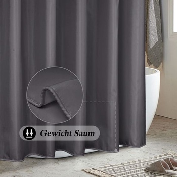 Úzký sprchový závěs 120x180 tmavě šedý, nepromokavý koupelnový závěs do vany, malý textilní
