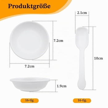 16 kusov okrúhlych misiek na namáčanie s priemerom 7 cm, PET biele misky na namáčanie s lyžičkou, mini misky