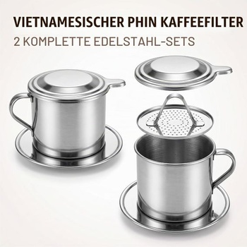 Vietnamský filter na kávu, nerezová oceľ, pre domácnosť, kuchyňa, kancelária, vonkajšie použitie, 2 kusy