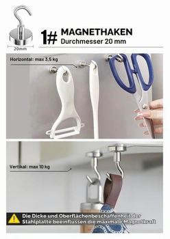 Neodymové magnetické háčky, extra silné magnety s háčkem, magnety na hrnce, silné magnety o
