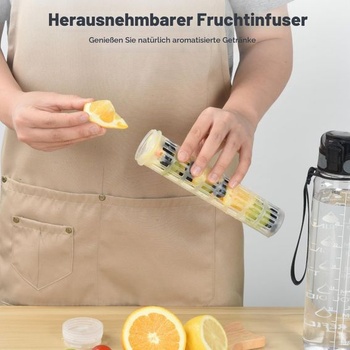 Fľaša na vodu OTraki 1l, tritánová športová fľaša bez BPA s infuzérom, nepriepustná, bezpečne