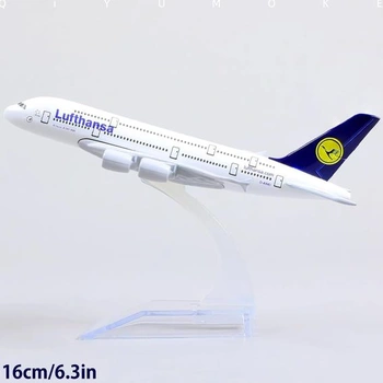 YGCHEN Model letadla z lehké slitiny A380 Lufthansa Model letadla 1/400 Litý kovový model letadla