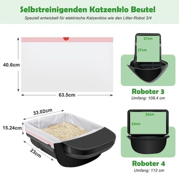 SZEE 20 balení samočisticích sáčků na kočičí stelivo, automatické sáčky na kočičí stelivo se