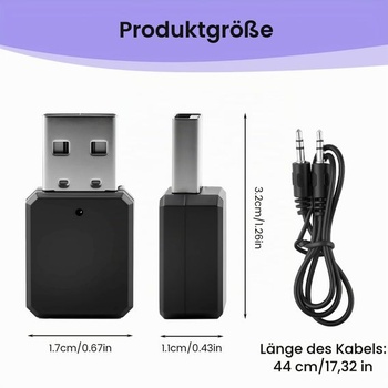 USB Bluetooth adaptér 5.1 AUX/USB duálny výstup Prenosný Bluetooth prijímač 5.1 s 3,5mm audio