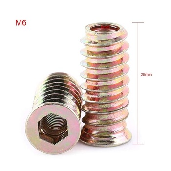 20 kusů závitových matic M6x25mm, závitové vložky M6/M8/M10 do dřeva, závitové objímky, závitové