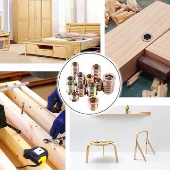 20 kusov závitových matíc M6x25mm, závitové vložky M6/M8/M10 do dreva, závitové objímky, závitové