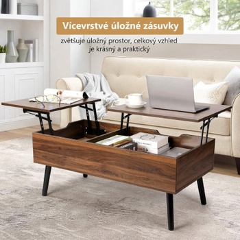 Konferenčný stolík výškovo nastaviteľný s úložiskom RS-67, 100,5 x 50,5 cm, orech - B