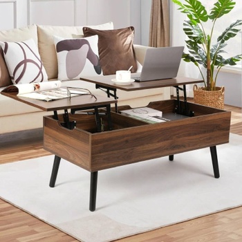 Konferenčný stolík výškovo nastaviteľný s úložiskom RS-67, 100,5 x 50,5 cm, orech - B