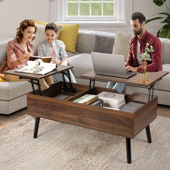 Konferenčný stolík výškovo nastaviteľný s úložiskom RS-67, 100,5 x 50,5 cm, orech - B