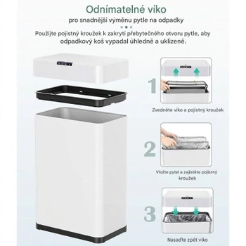 Kuchynský odpadkový kôš so senzorom LY-38, 50 l, biely - N