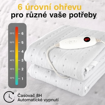 Elektrická vykurovacia podložka do postele, 193 x 91 cm, 100 W, biela - A