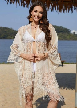 CheChury krajkové kimono plážové pončo dámske háčkované kardigan bikiny prehoz letné bikiny ležérne