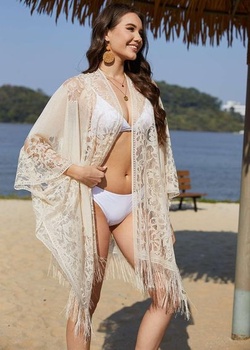 CheChury krajkové kimono plážové pončo dámske háčkované kardigan bikiny prehoz letné bikiny ležérne