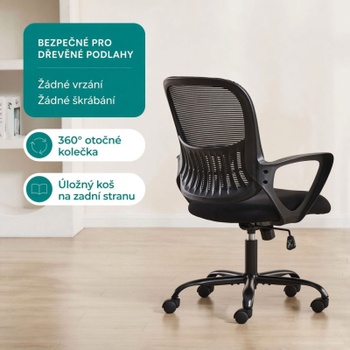 Ergonomická kancelárska stolička C-3718-BK, sieťovina, 51 x 47 x 105,5 cm, čierna - N